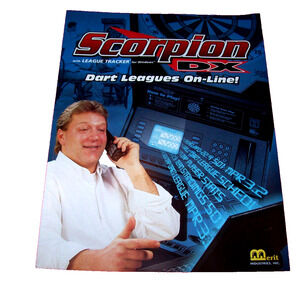 Scorpion DX Vintage Original Dart Arcade Game FLYER Foldout Promo Sheet Merit